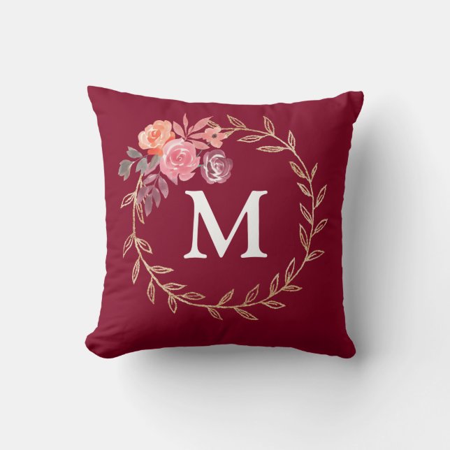Floral Personalised Monogram Cushion (Front)