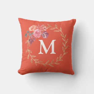Floral Personalised Monogram Cushion