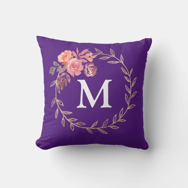 Floral Personalised Monogram Cushion (Front)