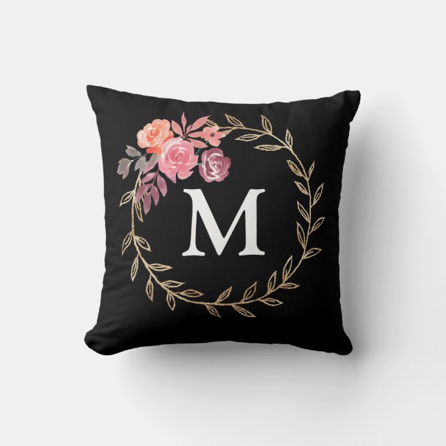 Floral Personalised Monogram Cushion (Front)