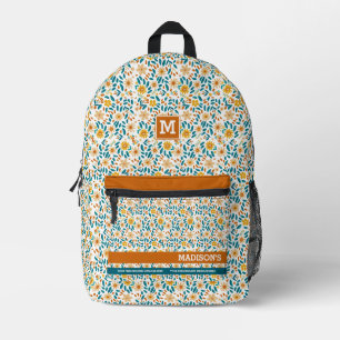 Floral Personalised Monogram & Name Printed Backpack