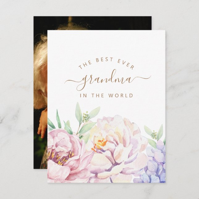 Floral Personalised Mother's Day Card for Grandma (Front/Back)