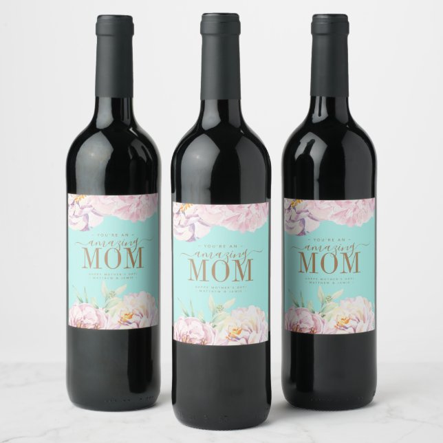 Floral Personalised Mother's Day Wine Label (Bottles)