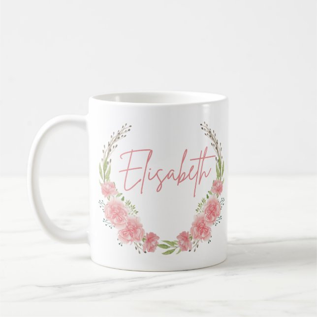 Floral Personalised Name Mug (Left)