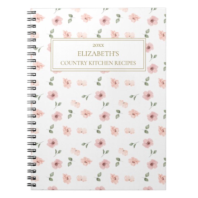 Floral Personalised Name Recipes Notebook (Front)