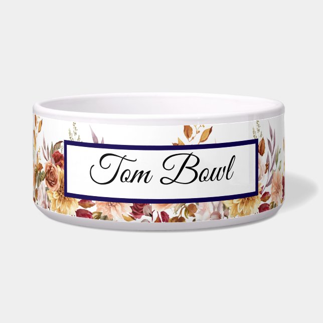 Floral Personalised Pet Name Bowl (Left)