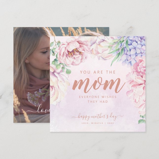 Floral Personalised Photo Card For Mum (Front/Back)