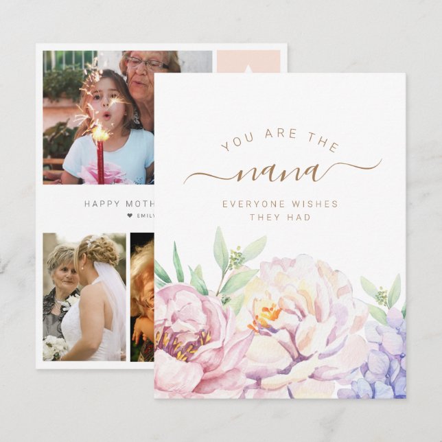 Floral Personalised Photo Card for Nana (Front/Back)