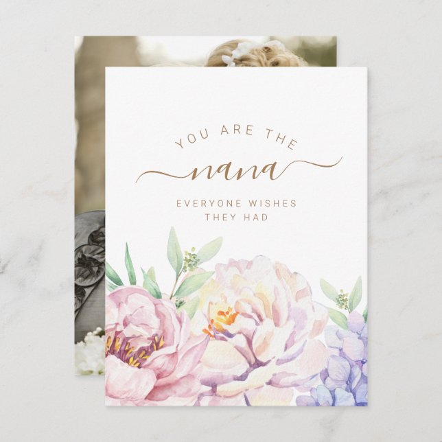 Floral Personalised Photo Card for Nana (Front/Back)