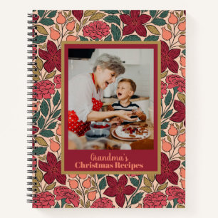 Floral Personalised Photo Christmas recipes book