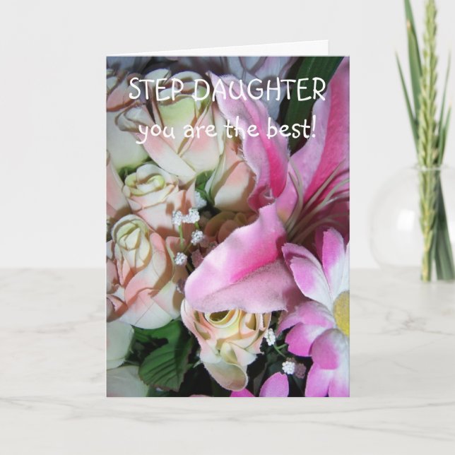 Floral Personalised Step Daughter Birthday Card (Front)