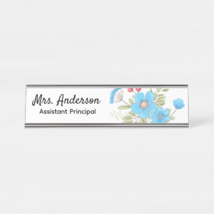 Floral Personalised Teachers Principals Women Boss Desk Name Plate