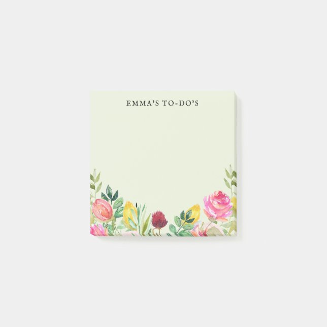 Floral Personalised To Do List Post-It Notes (Front)