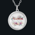 Floral Personalised Trendy Wedding Bridal Party  Silver Plated Necklace<br><div class="desc">Personalise these beautiful boho floral wedding bridal party and Mother's of the Bride and Groom necklaces.  The text can be edited to what ever you want.</div>