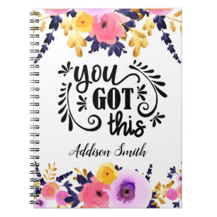 Floral Personalised "You Got This" Notebook