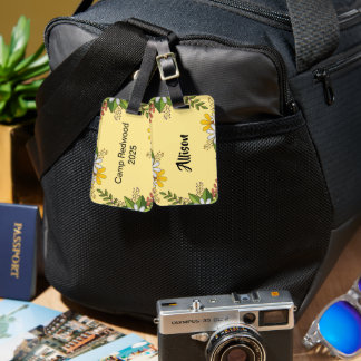 Floral Personalised Youth Camp Luggage Tag
