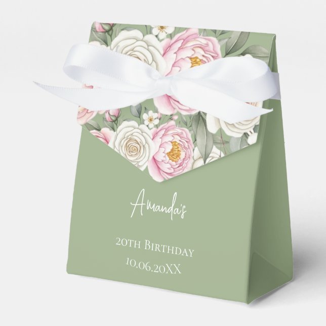 Floral Personalized Birthday Favor Box (Front Side)