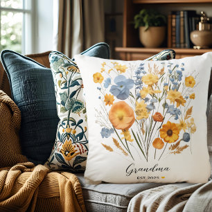 Floral Personalized Throw Pillow for Grandma