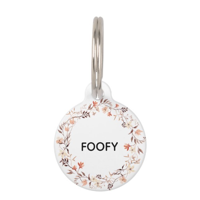 Floral Pet Name ID Tag (Front)
