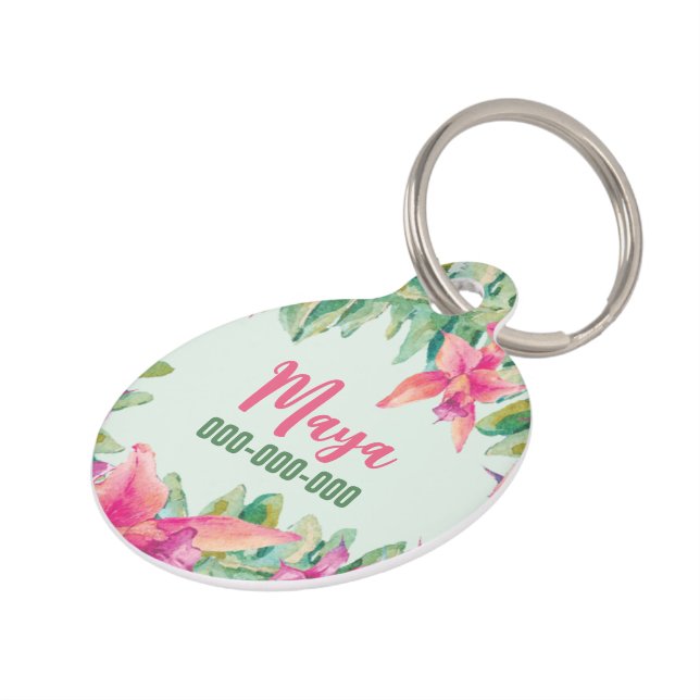 Floral pet plate pet tag (Side)