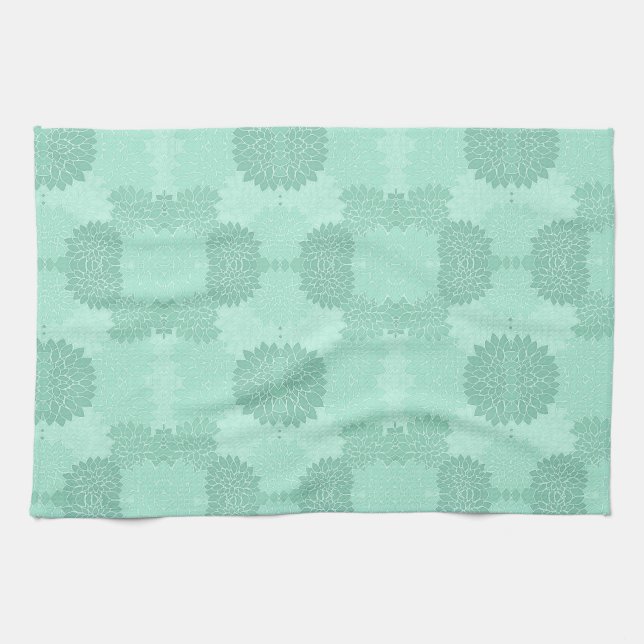 Floral Petals in Mint Tea Towel (Horizontal)