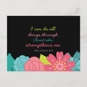 Floral Philippians 4:13 Postcard