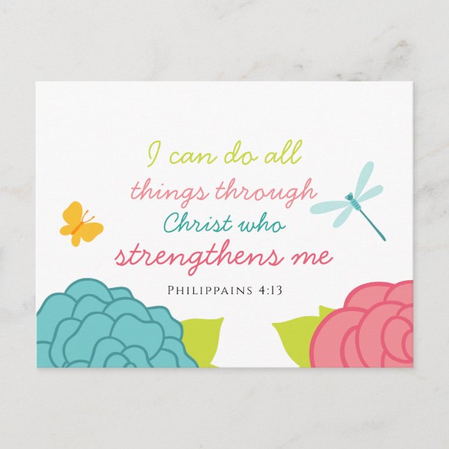 Floral Philippians 4:13 Postcard (Front)