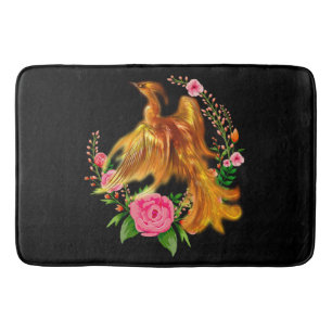 Floral Phoenix Rises From The Fiery Ashes Fantasy  Bath Mat