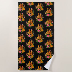 Floral Phoenix Rises From The Fiery Ashes Fantasy Beach Towel