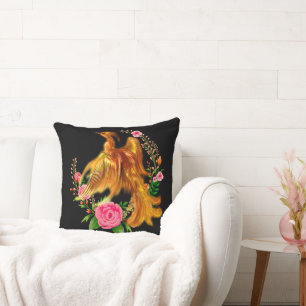 Floral Phoenix Rises From The Fiery Ashes Fantasy Cushion