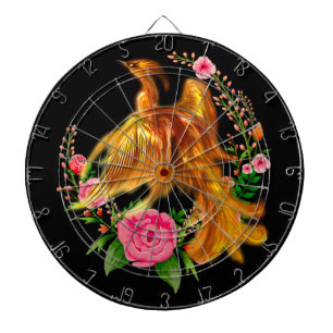 Floral Phoenix Rises From The Fiery Ashes Fantasy Dartboard
