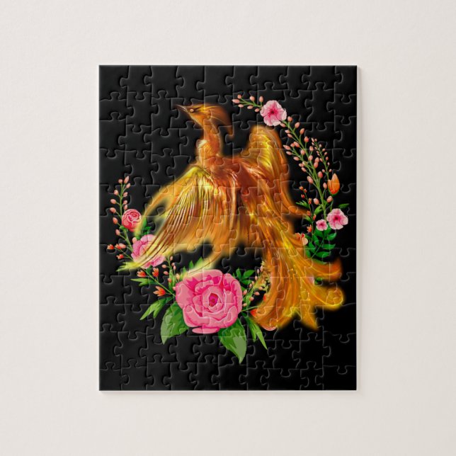 Floral Phoenix Rises From The Fiery Ashes Fantasy  Jigsaw Puzzle (Vertical)