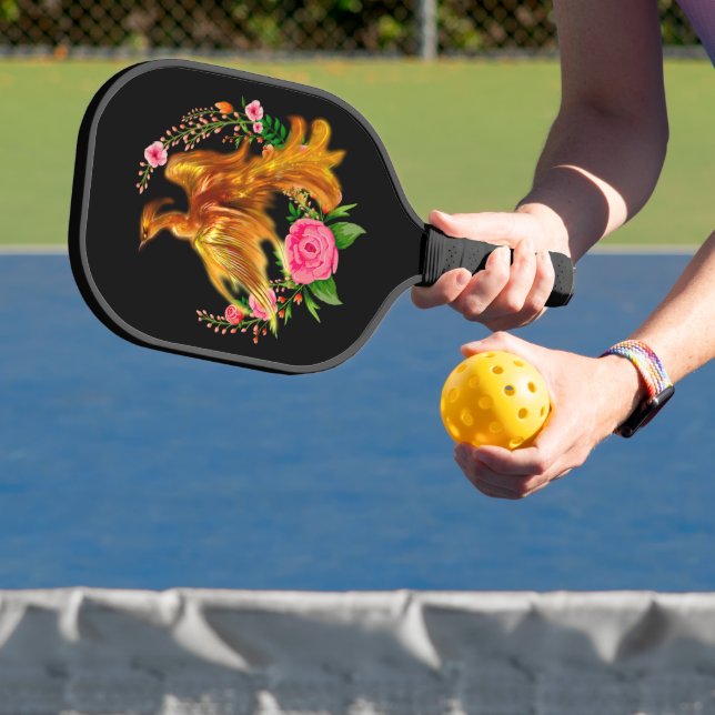 Floral Phoenix Rises From The Fiery Ashes Fantasy  Pickleball Paddle (Insitu)