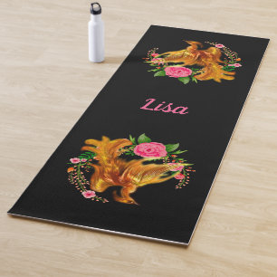 Floral Phoenix Rises From The Fiery Ashes Fantasy  Yoga Mat
