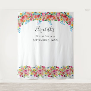Floral Photo Backdrop Bridal Wedding Shower Tapestry
