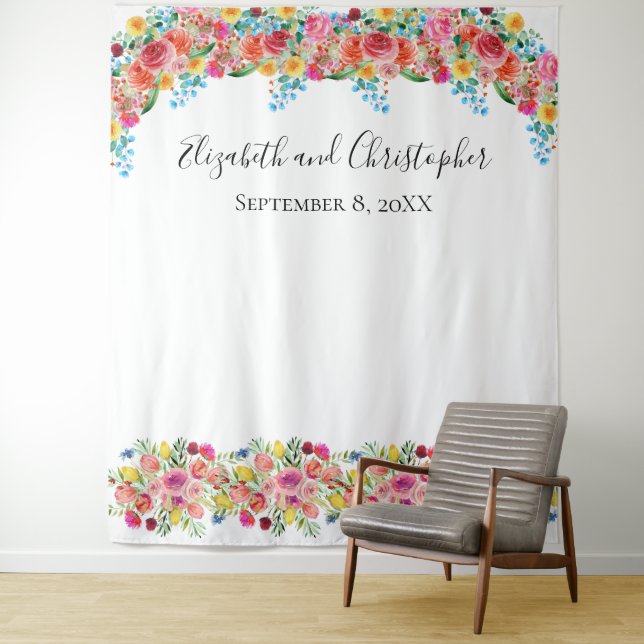 Floral Photo Backdrop Photo prop Wedding Shower  Tapestry (In Situ)