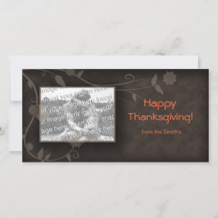 Floral Photo Card Template Brown Thanksgiving