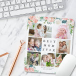 Floral Photo Collage BEST MOM EVER Personalised Mouse Mat<br><div class="desc">Create a keepsake photo memory mouse pad with a collage of 7 of your favourite pictures accented with watercolor blush pink and rose coloured flowers on a changeable white background. The simple, classic title BEST MOM EVER can be changed and you can add a personal message like HAPPY MOTHER'S DAY,...</div>