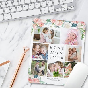 Floral Photo Collage BEST MOM EVER Personalised Mouse Mat