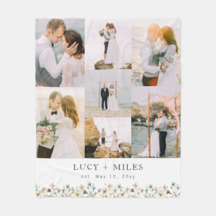 Floral Photo Collage Fleece Blanket