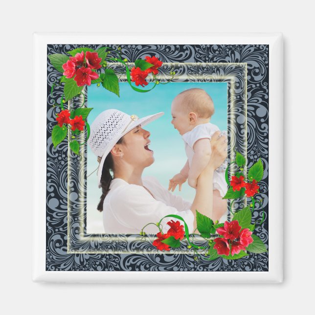 Floral Photo Frame Magnet (Front)