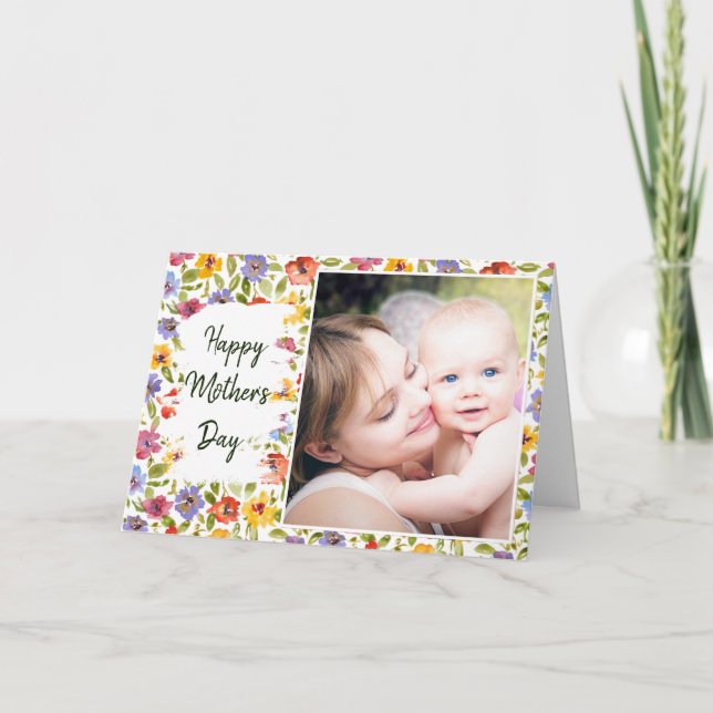 Floral photo frame Mother's Day Card (Front)