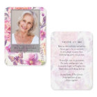 Floral Photo Funeral Memorial Prayer Card