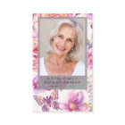 Floral Photo Funeral Memorial Prayer Card