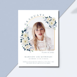 Floral Photo Girl High School Graduation Invitation