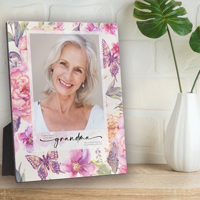 Floral Photo Grandma Memorial Tribute Plaque (Creator Uploaded)