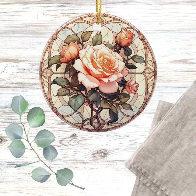 Floral Photo Memorial  Ceramic Tree Decoration (Creator Uploaded)