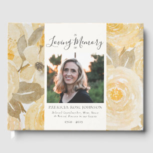 Floral Photo Memorial Funeral Remembrance Guest Book