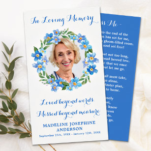 Floral Photo Memorial Prayer Card Modern Funeral