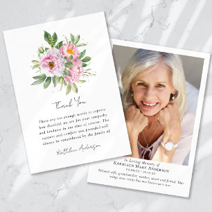 Floral Photo Memorial Sympathy Funeral Thank You Card
